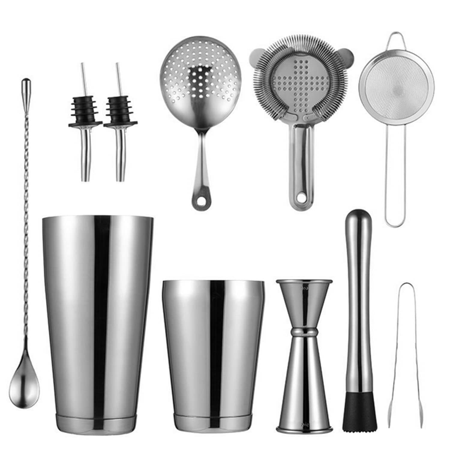 11pcs/set Bartender Kit Cocktail Shaker Set for Bar Home DIY Mixed Drinks Martini Boston Shakers Tools Mixer Drink Bartender