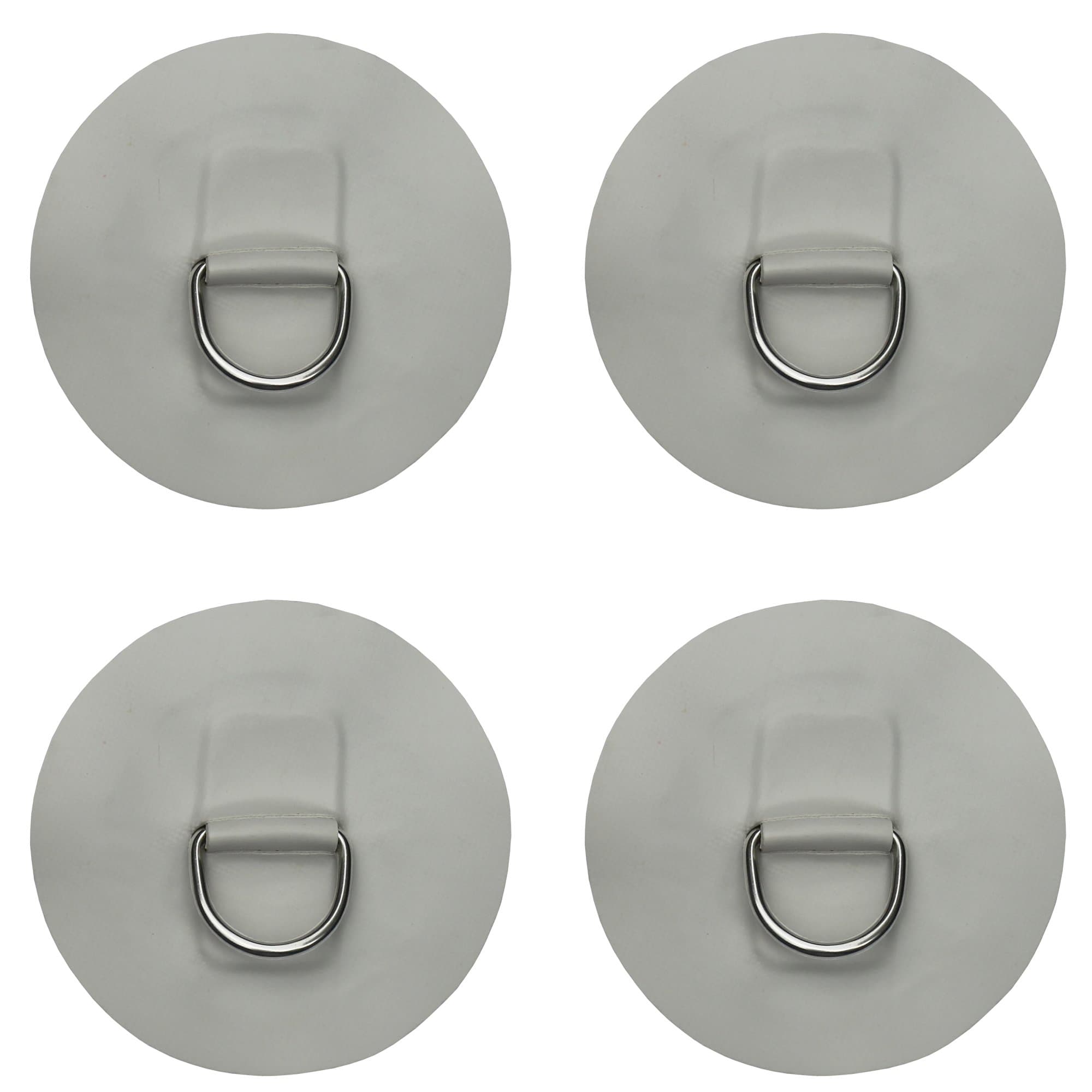 YYST 4 X Stainless Steel D-Ring Pad/Patch for PVC Inflatable Boat Raft Dinghy Kayak - No Glue Included- Instruction Included- Light Grey