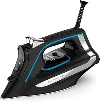 Rowenta, Iron, Smart Temp Stainless Steel Soleplate Steam Iron for Clothes, 380 Microsteam Holes, 1725 Watts Ironing, Auto-Off, Fabric Steamer, Black Clothes Iron, DW3261