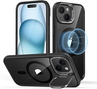 ESR for iPhone 15 Case, Compatible with MagSafe, Military-Grade Protective Case, Built-in Stash Stand Phone Case, Scratch-Resistant TPU Back Cover, Classic Series, Clear Black