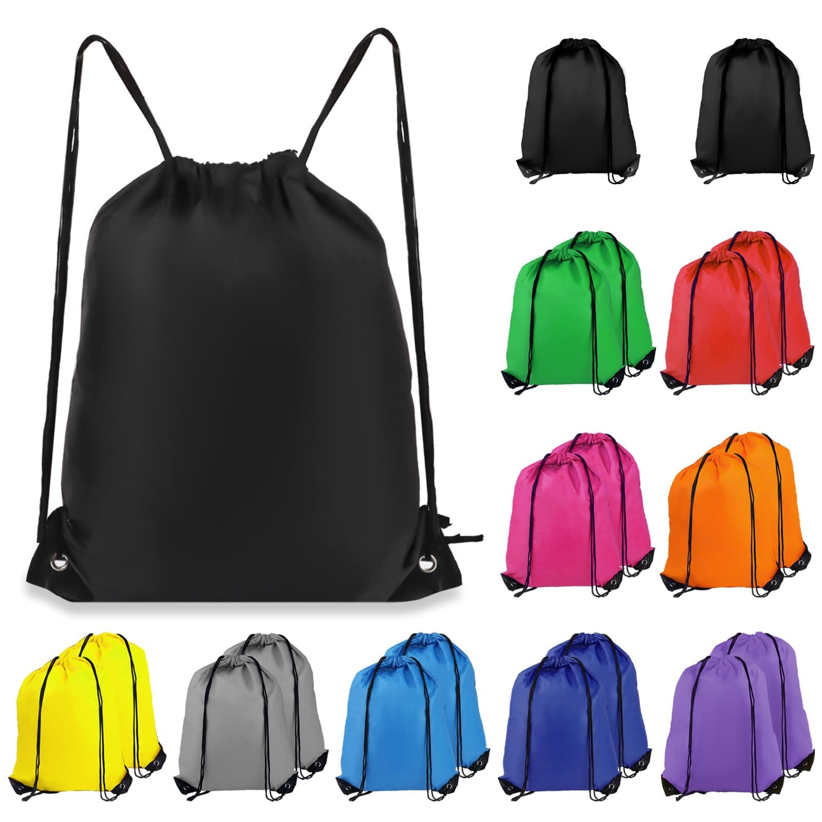 Drawstring Backpack 20Pcs Drawstring Bags, Draw String Back Bag Drawstring Bags Bulk for Sports, Gym, Travel, Swimming, Beach (10 Colors)
