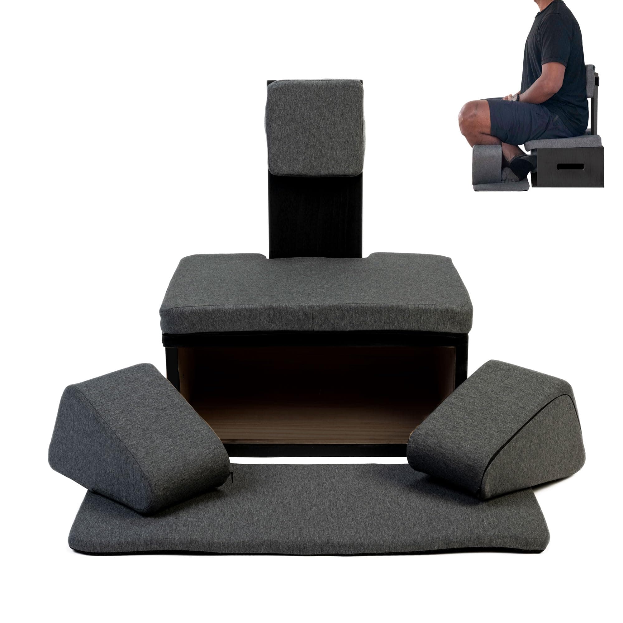 Ungloo Box 瞑想座椅子 バックサポート 膝とヒップサポート 膝 ポータブル 軽量 (ブラック)