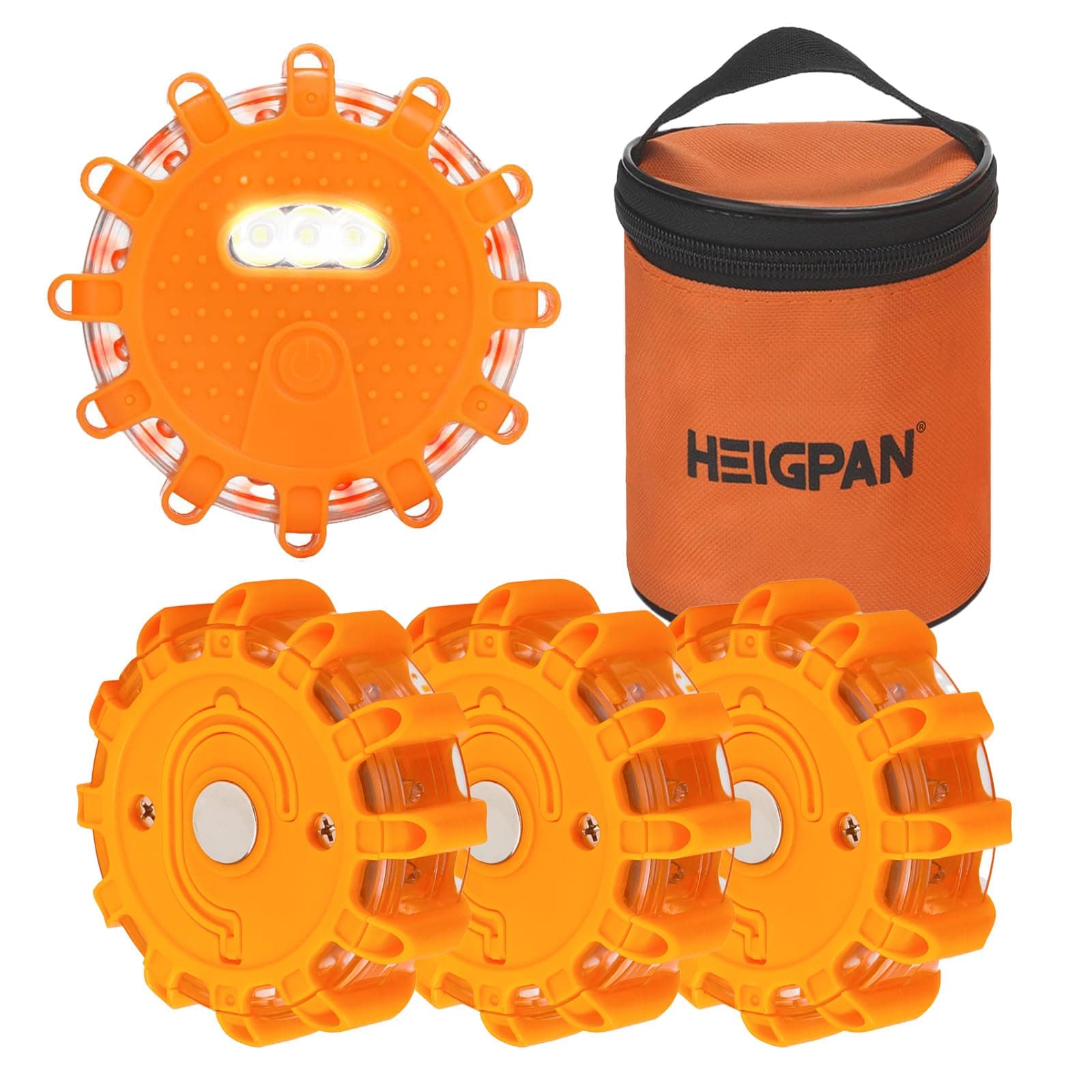 GP904 LED Road Flares Emergency Light Kit, 9 Glow Modes Strong Magnet Hang Hook for Holiday Gift, Road Emergency Rescue Search Better Protect Life Safety (4Pack Batteries not Included)