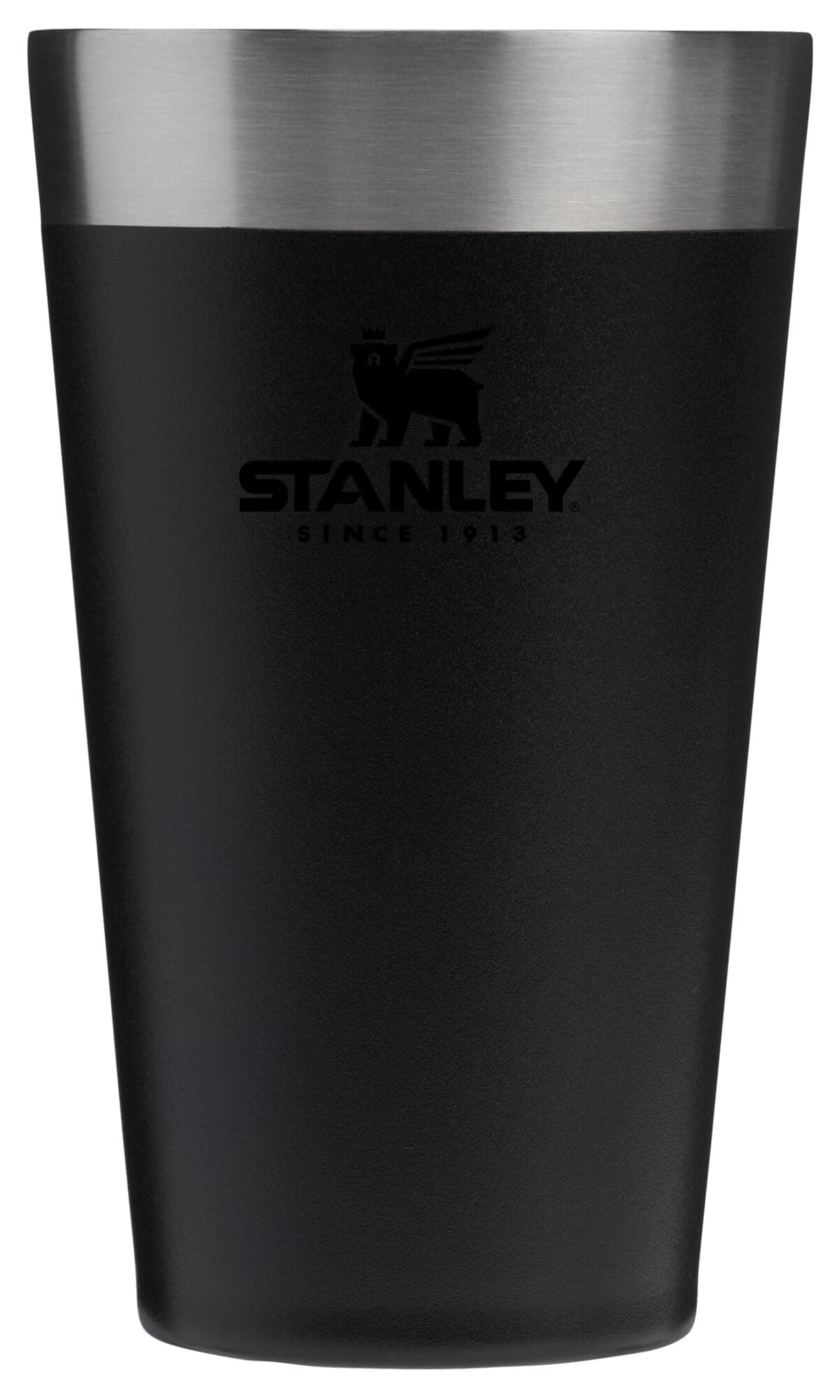 STANLEY Adventure Stacking Beer Pint Glass 16oz | Stackable Drinking Cup for Cold Beverages | Dishwasher Safe | Insulated Stainless Steel Tumbler | BPA-Free | Black 2.0