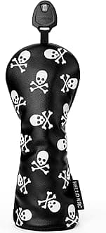 Skeleton Golf Club Skull and Crossbones Driver, Fairway Wood and Hybrid Head Cover PU Leather Headcover, White and Black Available