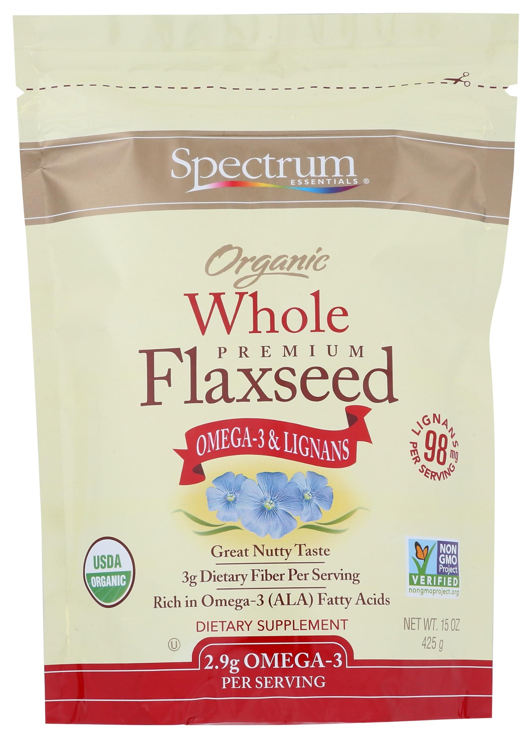 Spectrum Organic Whole Flaxseed, 15 oz