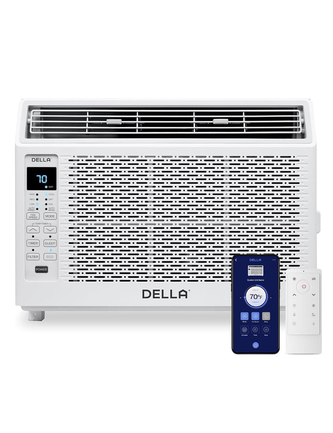 6000 BTU Energy Saving Window Air Conditioner, Cools Up to 250 Sq. Ft, Work with Alexa, GEO Location, AC Unit with WIFI Smart Controls, Remote, Dehumidifier, Fan, Reusable Filter, Easy Install