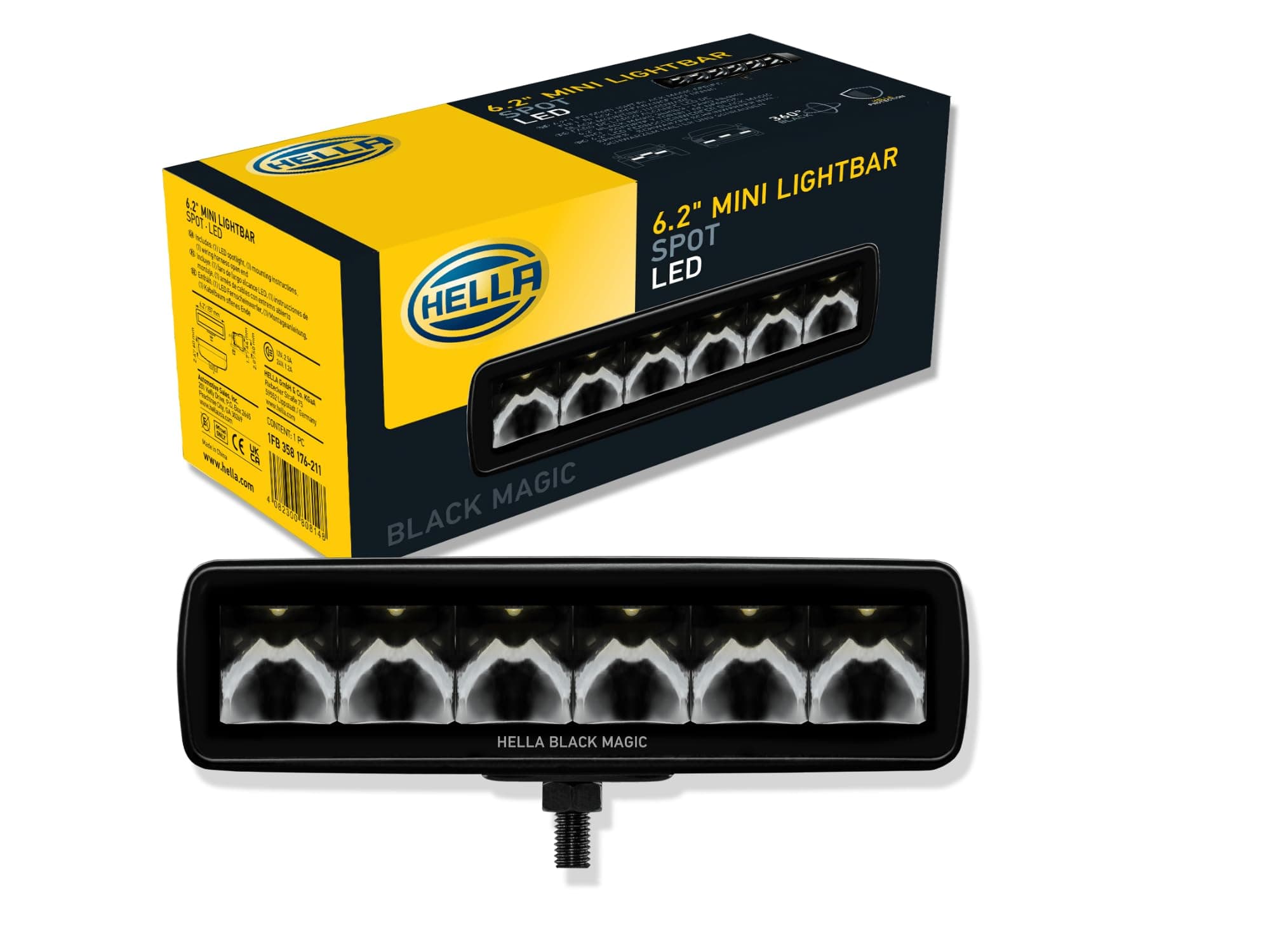 Hella Black Magic LED Mini Lightbar 6.2 Inch LED Spotlight- Performance High Beam Off-Road Light for Pickup Trucks, ATV, SUV, 4x4, Jeep, Tractors / 358176211