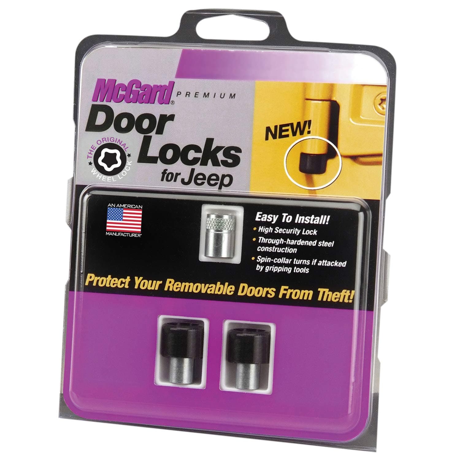 McGard 76057 Black (M6 x 1.0 Thread Size) 2-Door Lock Set for Jeep Wrangler, (Set of 2), 2 Locks / 1 Key