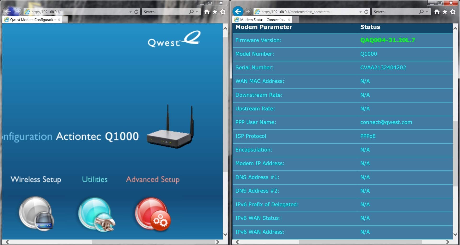 Actiontec Q1000 for Qwest Wireless N VDSL Modem Router