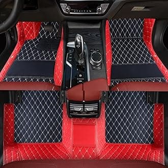 Custom Personalized Floor Mats for Cars，Luxury Full Coverage All Weather Car Floor Mats，Anti-Slip Leather Car Mat Set ，Custom Floor Mats for 99% of Cars, Trucks & SUVs (3D red and Black)