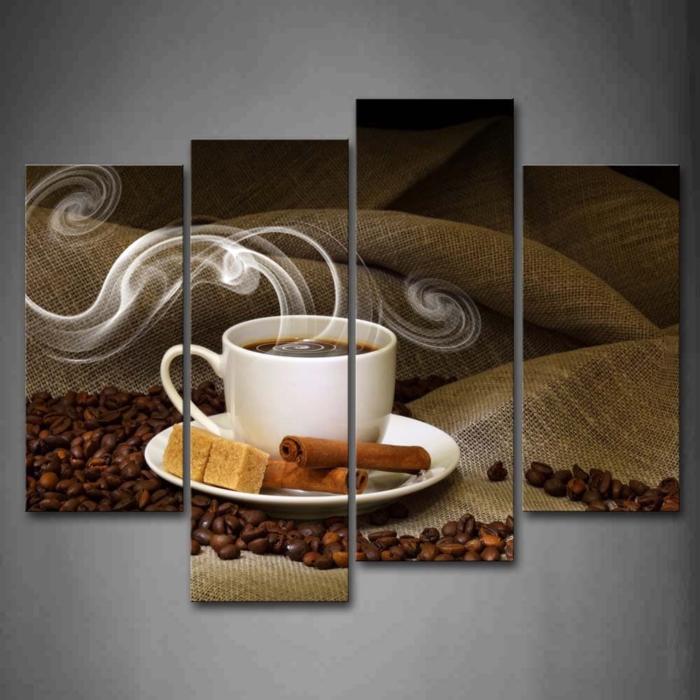 First Wall Art Coffee and Coffee Bean Kitchen Wall Art Painting Pictures Print On Canvas Food The Picture for Home Modern Decoration