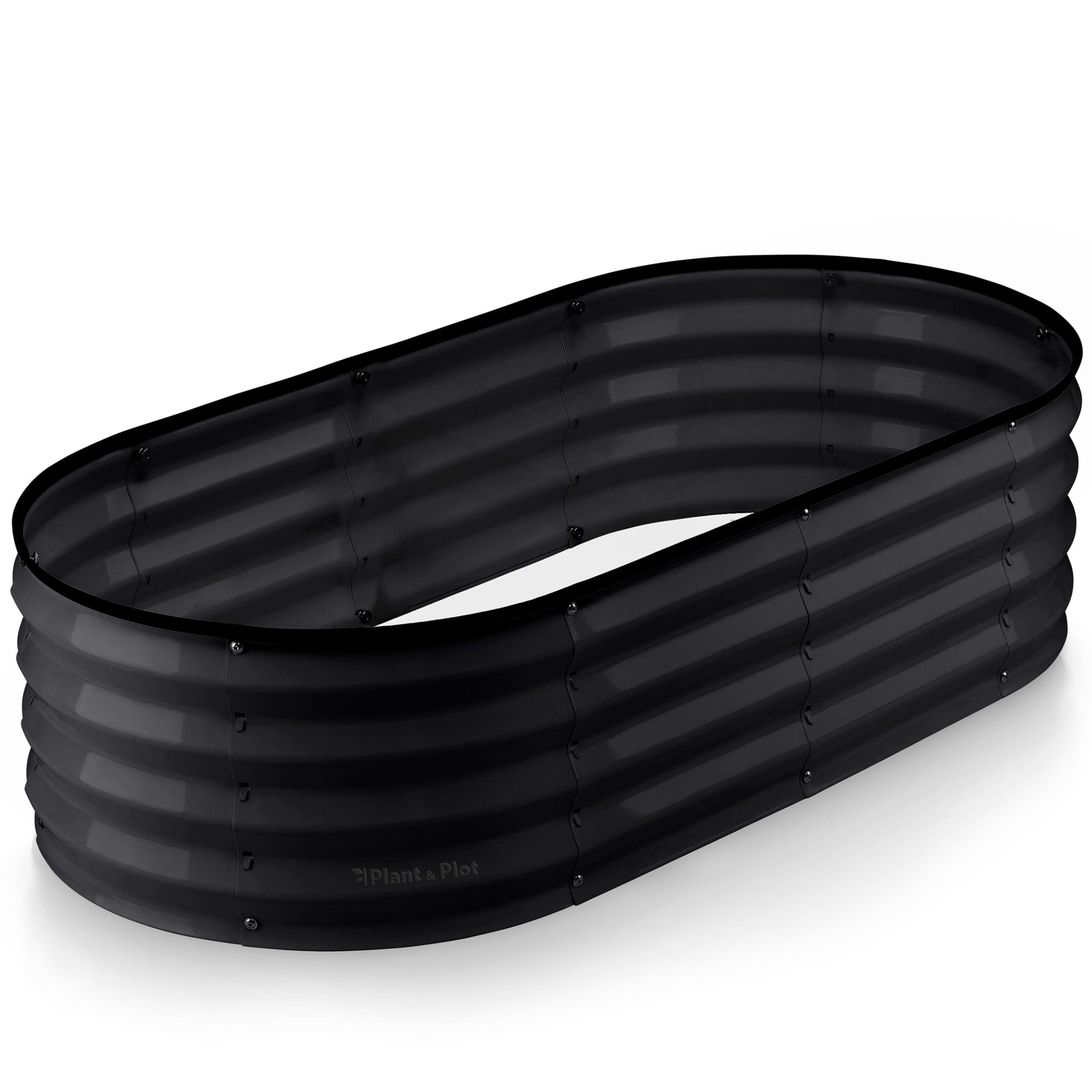 Plant & Plot Galvanized Raised Garden Beds Outdoor // 4×2×1 ft Planter Raised Beds for Gardening, Vegetables, Flowers // Large Metal Garden Box (Black) // Patented Tool-Free Design