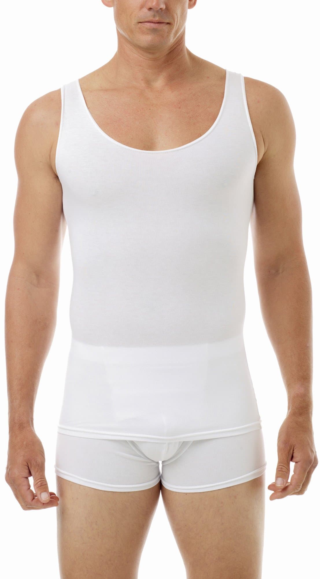 Underworks Mens Cotton Spandex Compression Tank 3-Pack, Small, White