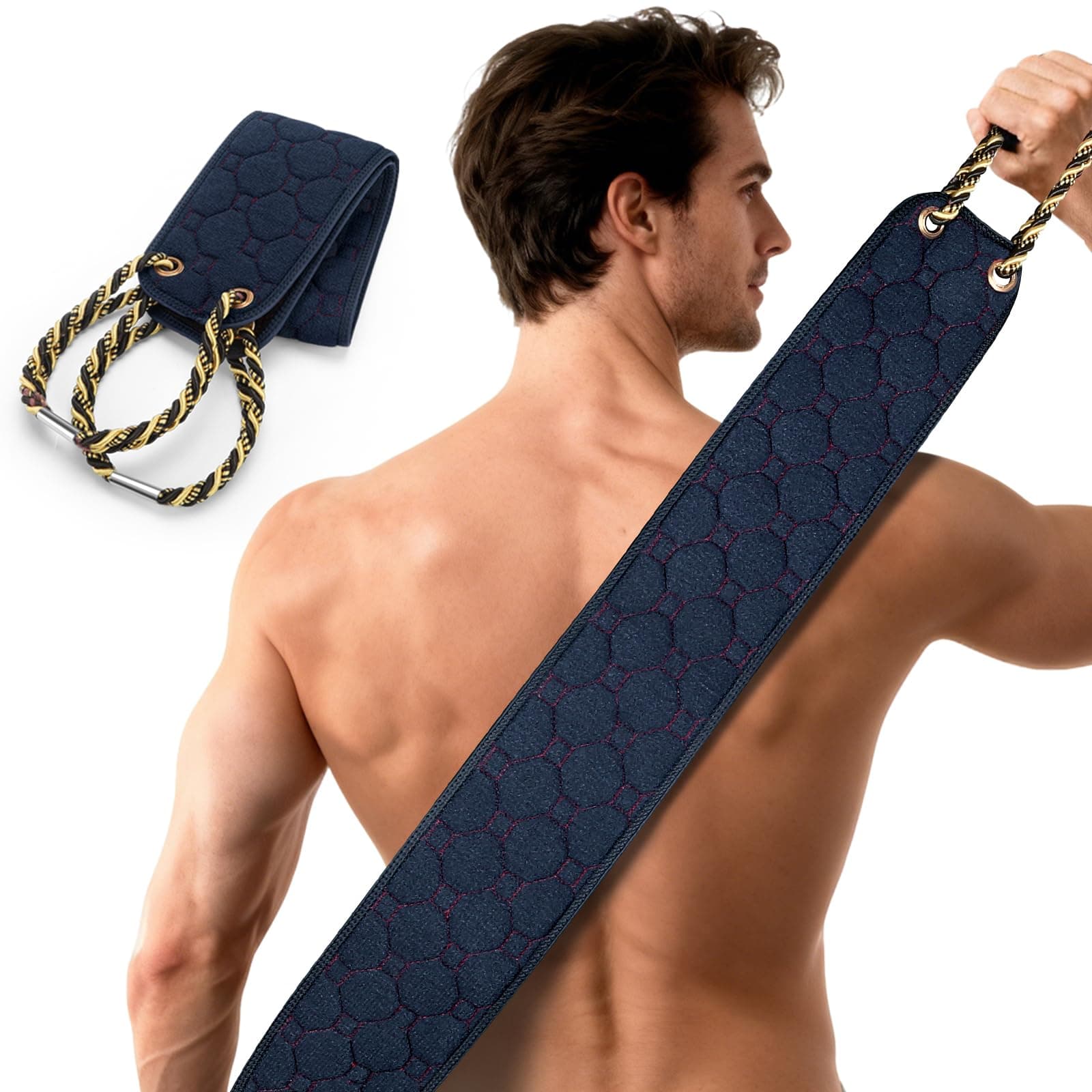 Exfoliating Back Scrubber with Handles, 38.5 Inch Double-Sided Back Exfoliator Body Scrub Towel, Exfoliating Washcloth Bath Tool for Use in Shower, Back Washer to Deep Clean Your Skin for Men & Women