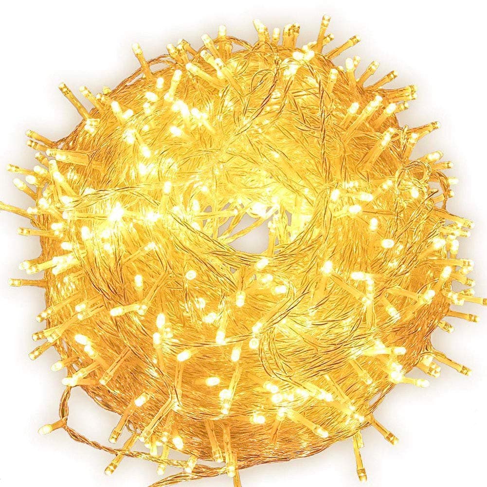 Fairy Lights Outdoor String Lights 33ft 100 LED with Memory Modes Controller, Extendable Christmas Lights Decorations for Wedding, Ramadan, Christmas, Valentine, Patio, Indoor and Outdoor (Warm White)
