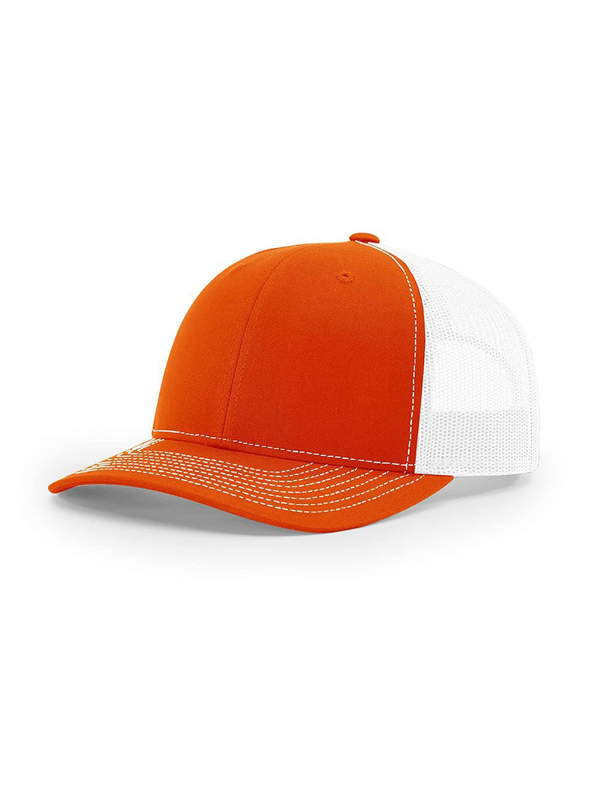 RICHARDSON Orange/White 112 Mesh Back Trucker Cap Snapback Hat