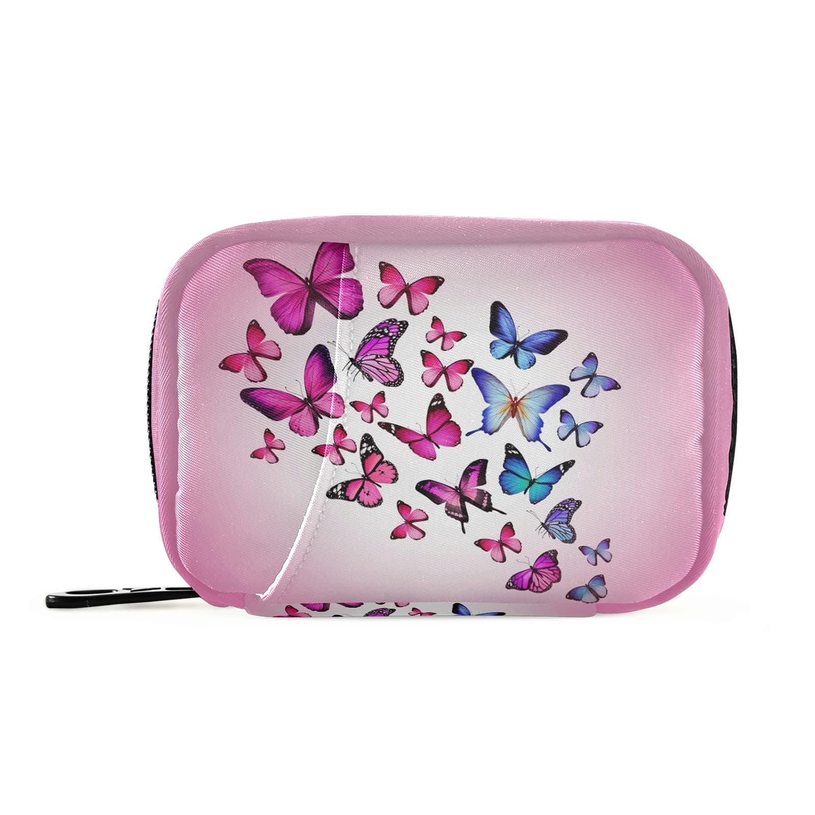 Butterfly Pill Case, Weekly Portable Pill Bag Container 7 Days Pill Box Organizer Vitamin Supplement Holder with Zipper for Travel Family Business