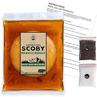 Products Kombucha Scoby Liquid Natural Probiotic Culture And Starter Black Tea 100% Natural, No Preservative Keto-Friendly, Low Sugar, Vegan, Gluten-Free (400Ml), 400 Mg