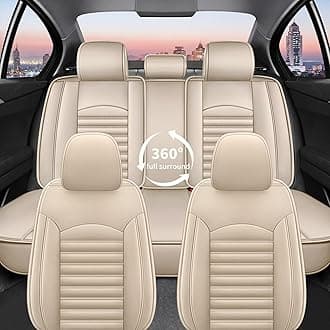 IKABEVEM Car Seat Covers Fit for Mitsubishi Eclipse Cross 2018-2025 2026 Faux Full Set of Seat Cover Airbag Compatible Waterproof Seat Cushion(Beige)-2 Rows 5 Seats