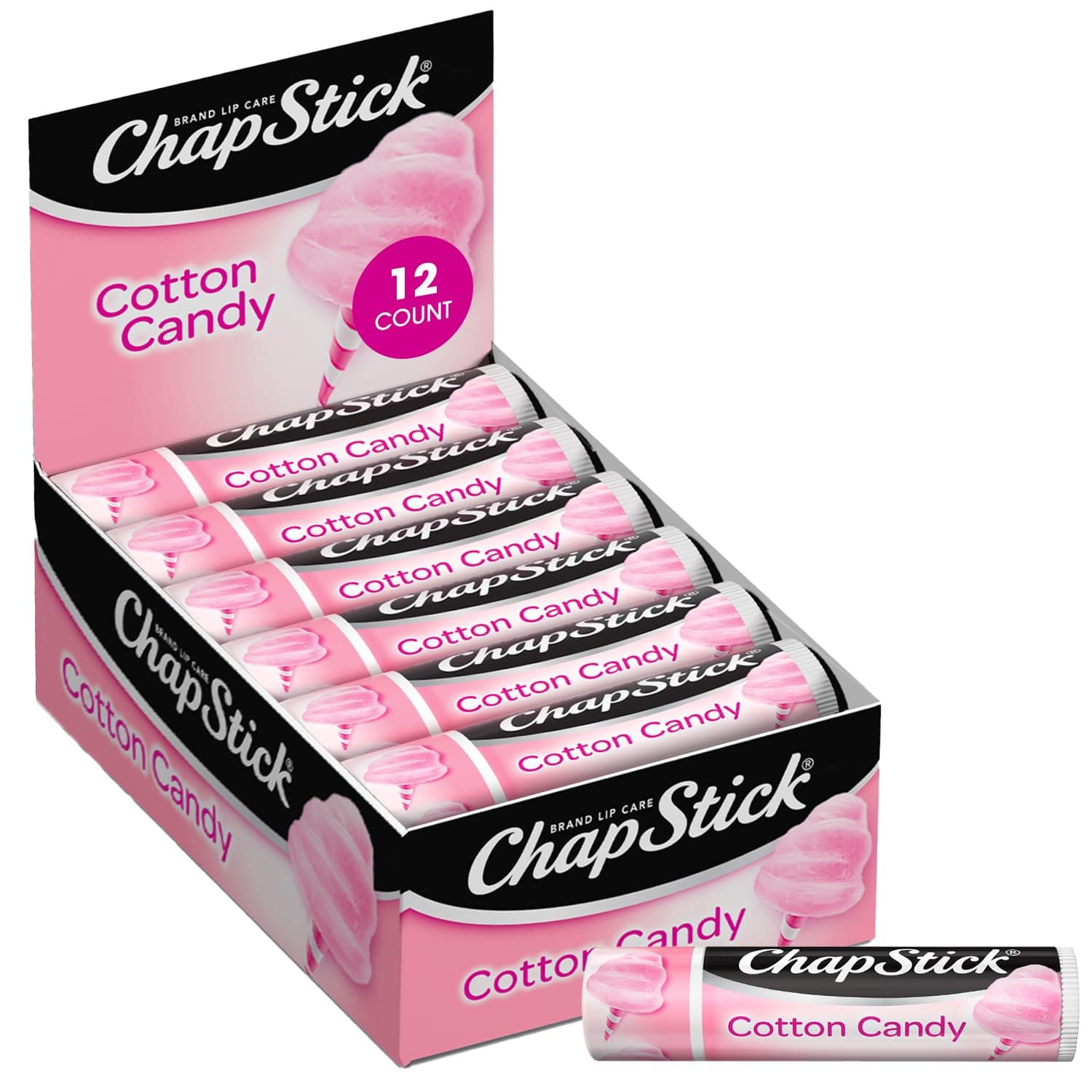 ChapStick Lip Moisturizer Cotton Candy, 12-Pack