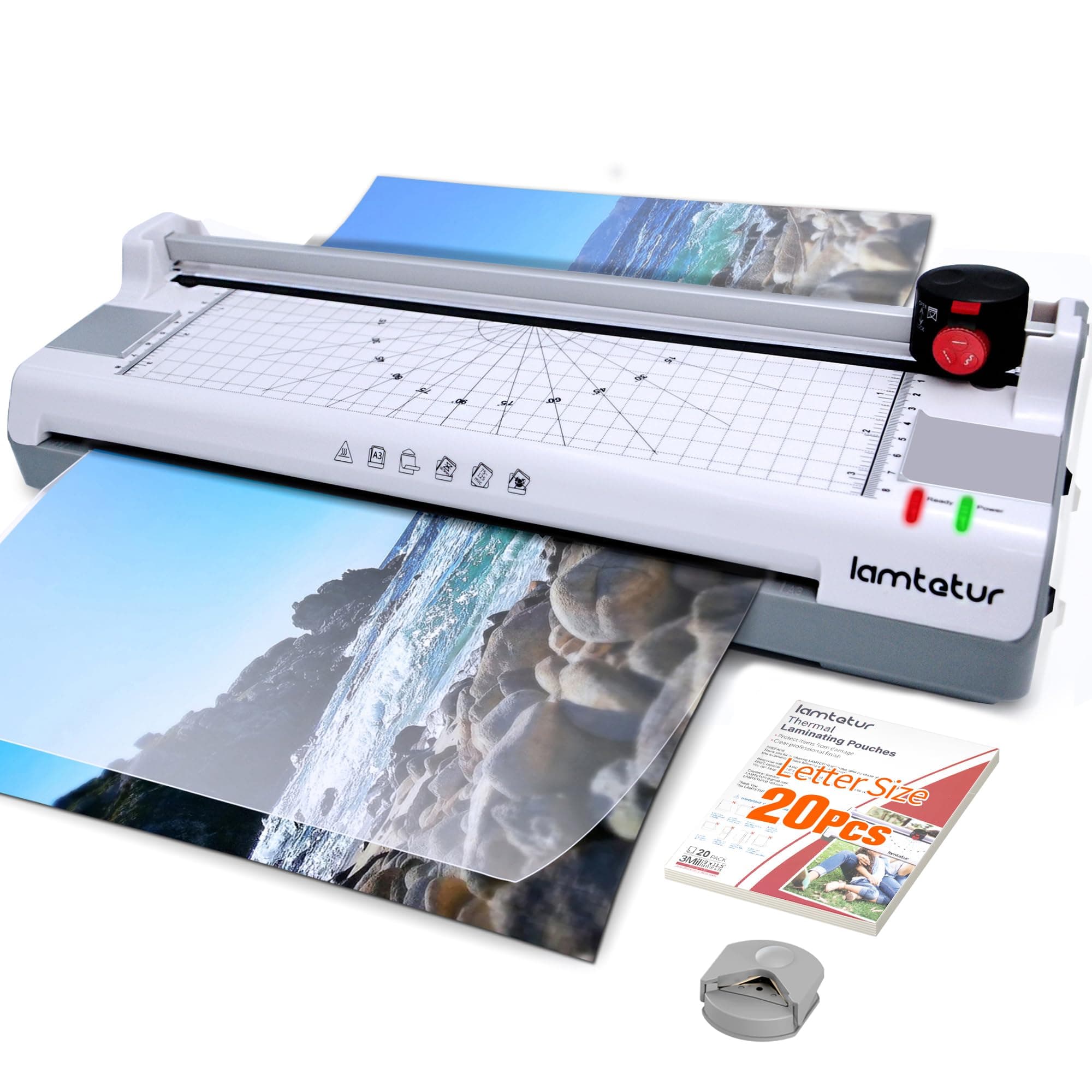 7-in-1 Thermal Laminator Machine 11X17 with 20 Letter Size Laminating Sheets,13inch Laminater for A3/A4/A6, Hot&Cold 2 Roller Lamination for Office Home Teacher Use,Paper Cutter, Corner Rounder