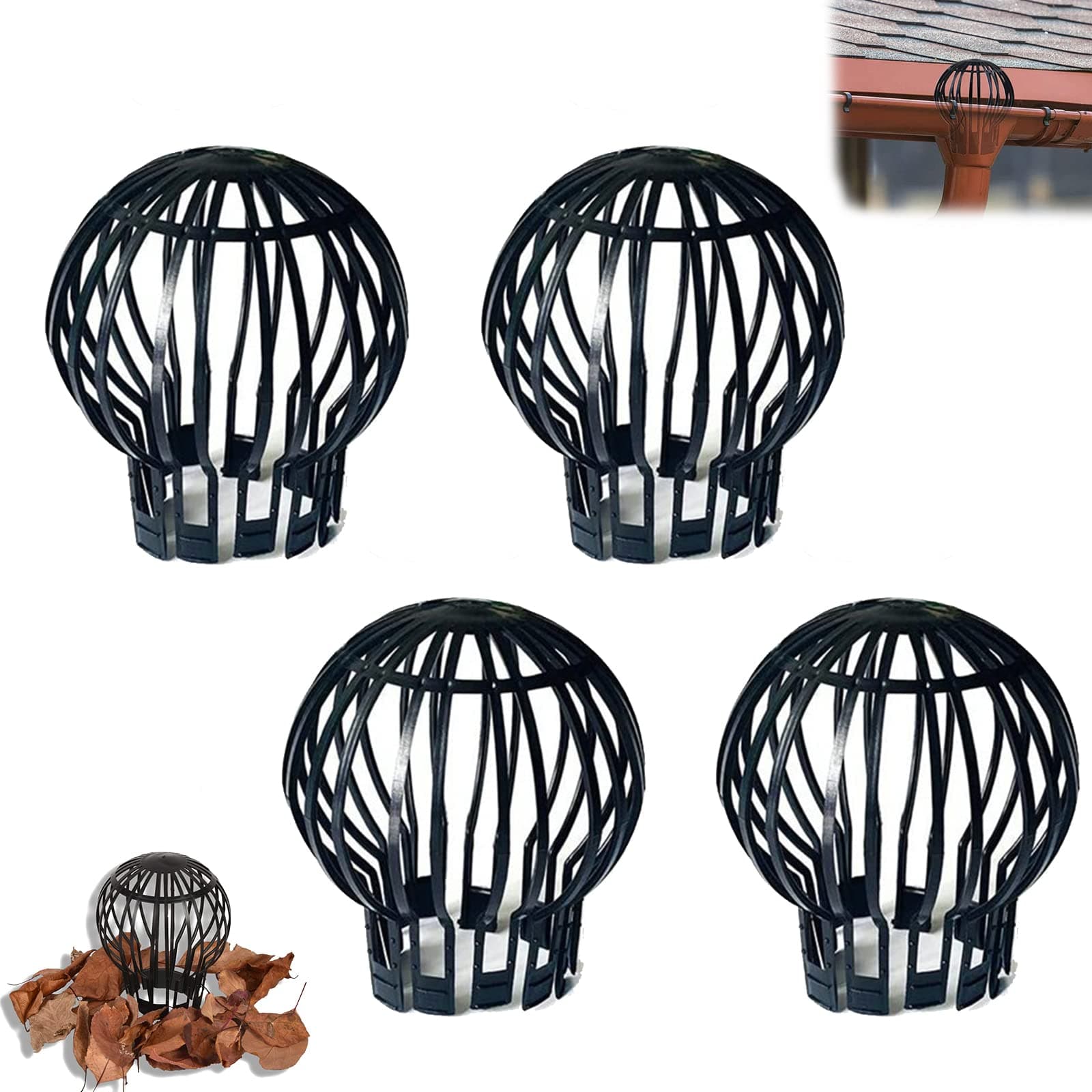 Downpipe Basket Rain Pipe Protection Gutter Protection Drain Sieve Gutter Gutter Gutter Protection Downpipe Leaf Sieve Gutter Filter Sheets Branches for Drains, Downpipes, Roof Pipes (Black)