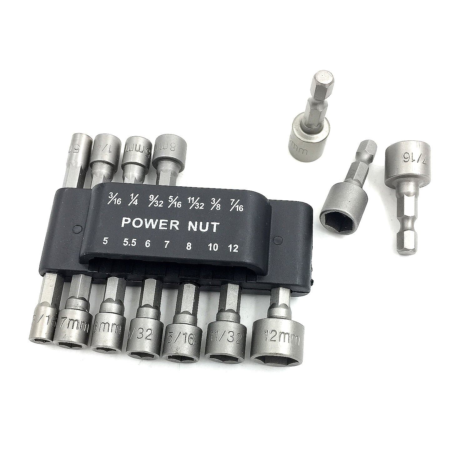 PANOVO (14pcs) Quick Change Power Nut Driver Bit Set Steel Metric Socket Wrench Set 1/4'' Hex Nut Driver Drill Bits for Quick Change Chuck Adapter, Electric Hand Drill, Screwdriver