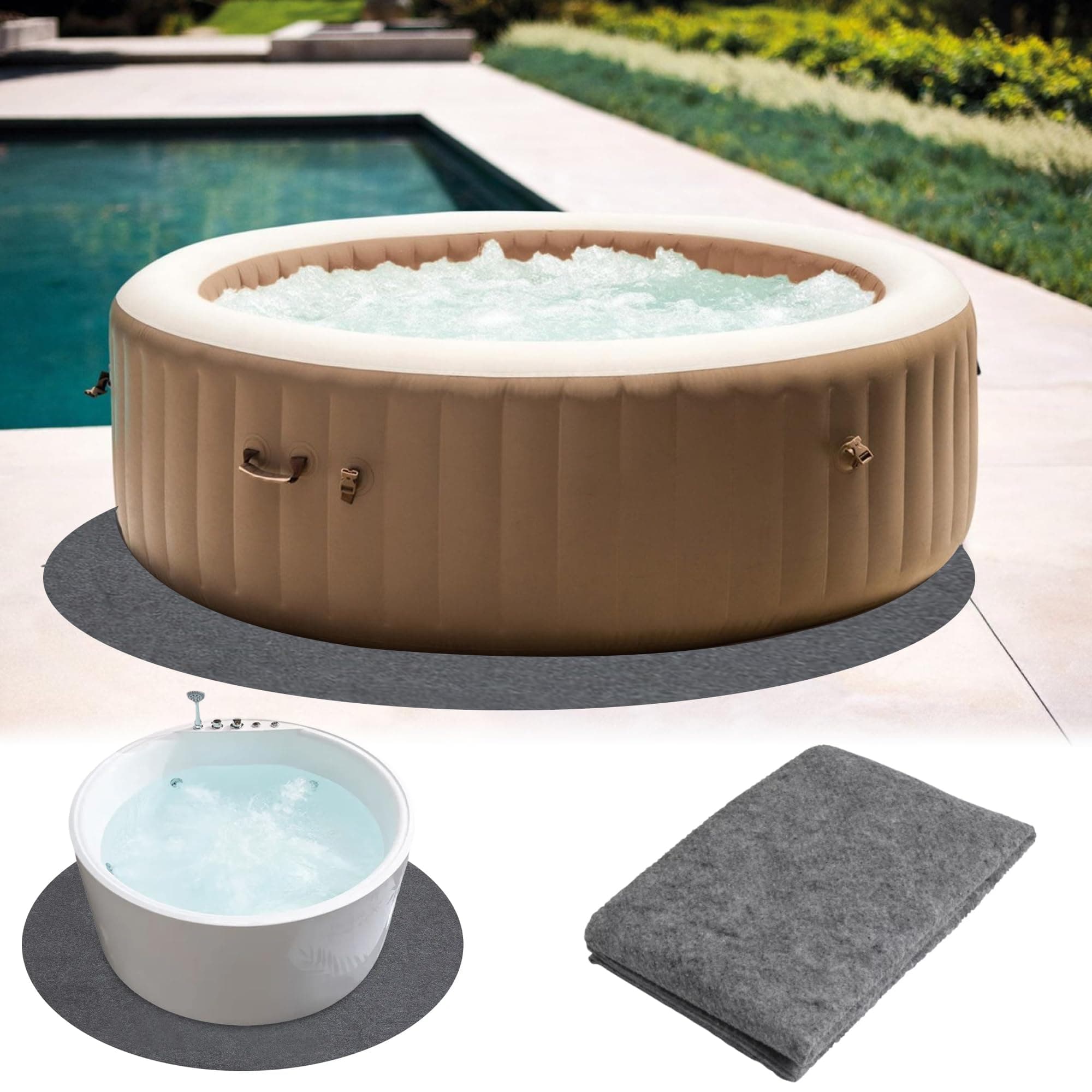 OSLEN2M Pool Liner Pad for Above Ground Pool mat Under Pool, Seamless Under Pool mat Puncture Resistant Pool Padding, Durable Geotextile Material with PE Coated Bottom (2M Round)