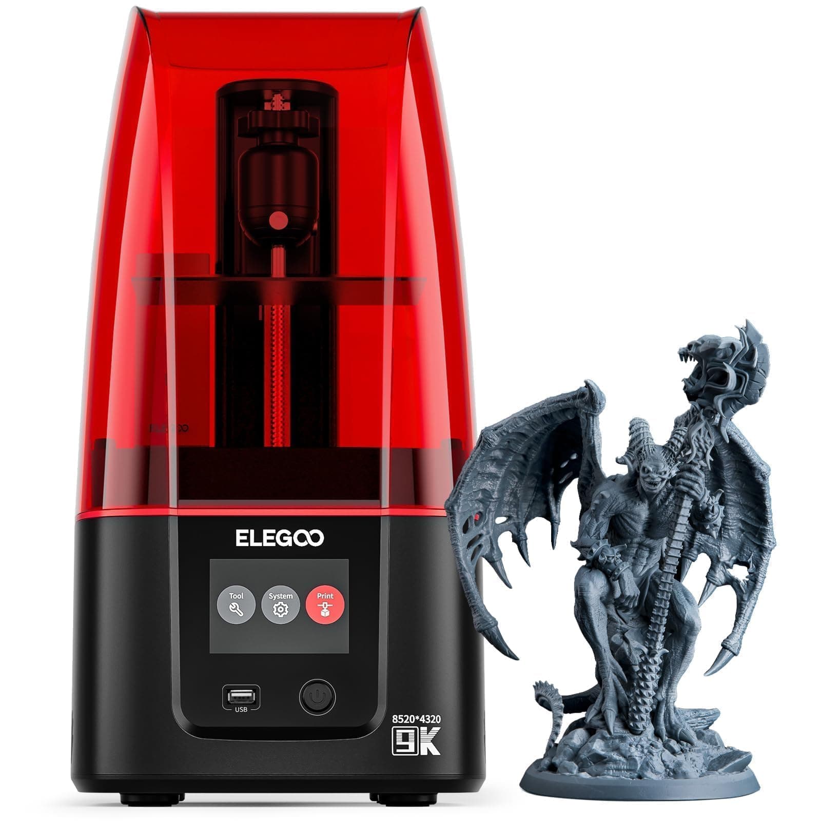 ELEGOO Mars 4 MSLA 3D Printer with 7" 9K Monochrome LCD, UV Resin Photocuring Printer, Multiple Print Modes, Printing Size of 6.04 × 3.06 × 6.89 inches