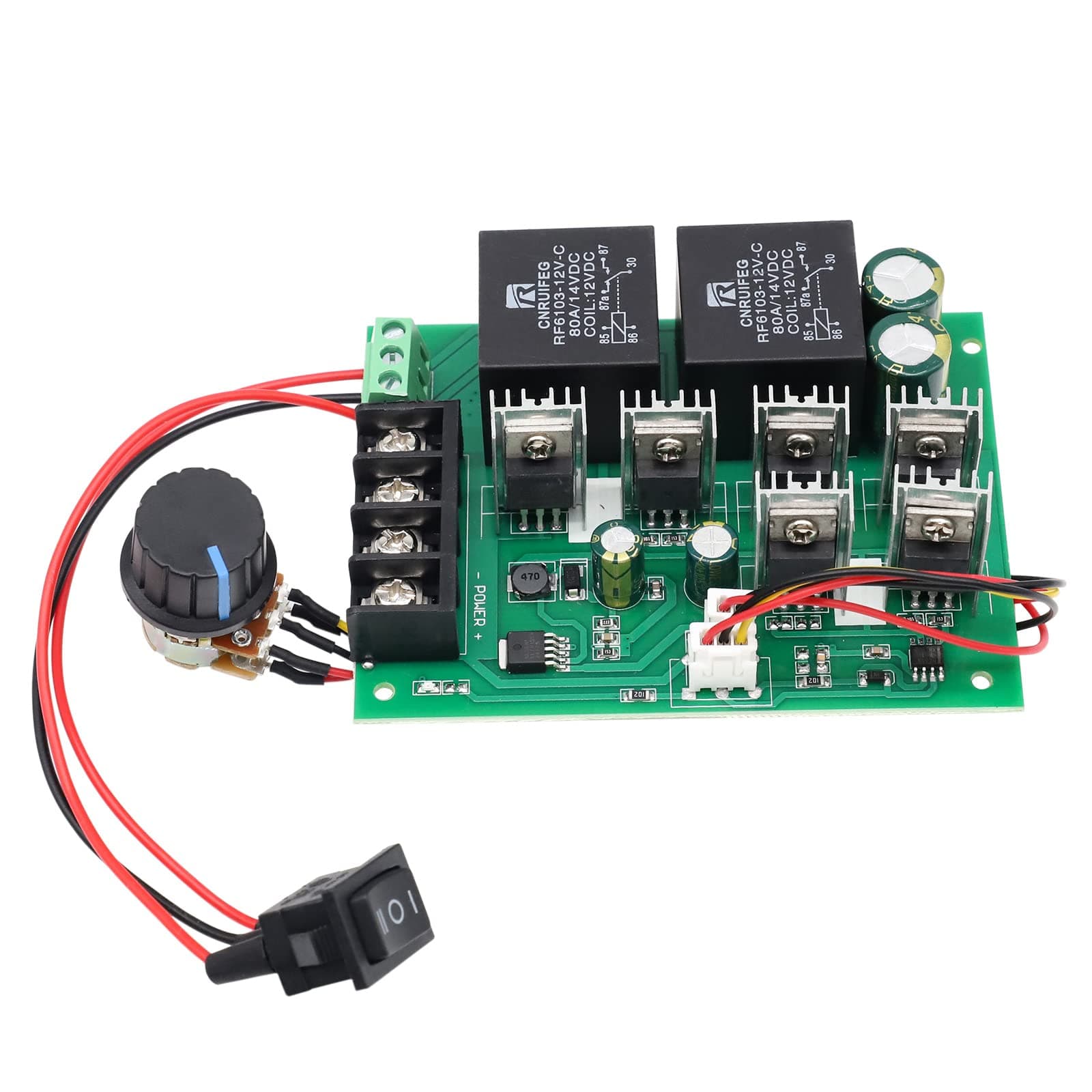 RUIZHI DC Motor Controller,DC 9-50V 40A DC Motor Speed Control Reversible PWM Controller 12V 24V 36V 48V 2000W Forward Reverse Switch
