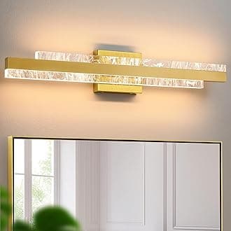 Modern Bathroom Vanity Light: Brushed Gold 27 inch 28W Dimmable LED Bath Bar Light Fixtures Over Mirror - Wall Sconce Picture Lights for Paintings Cabinets Bedroom 3000k