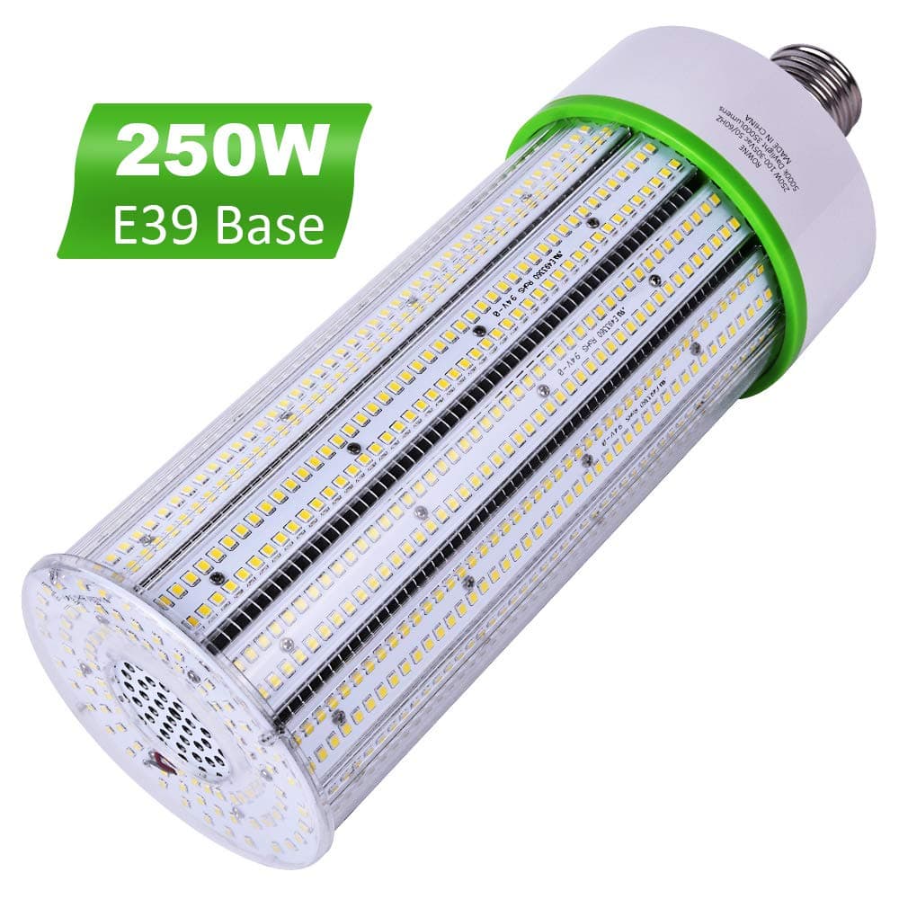 250W LED Corn Light Bulb ,5000K Daylight 35000LM , E39 Mogul Base, 1200-1400Watt Equivalent, CFL HPS Metal Halide Replacement, Outdoor Large Area Lamp for Warehouse High Bay Street Driveway Backyard