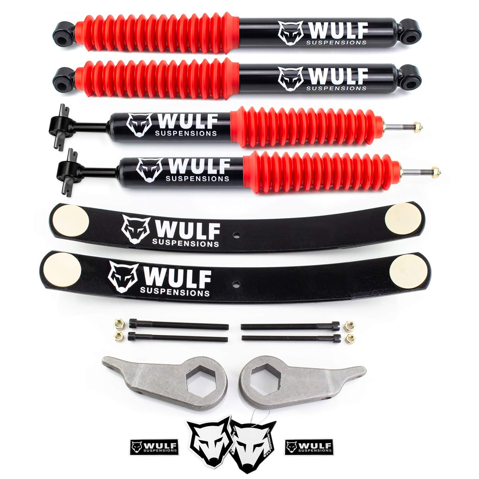 Wulf 1-3" Front 2" Rear Leveling Lift Kit with Extended Wulf Shocks compatible with 1998-2011 Ford Ranger 4X4 with Torsion Bar Suspension