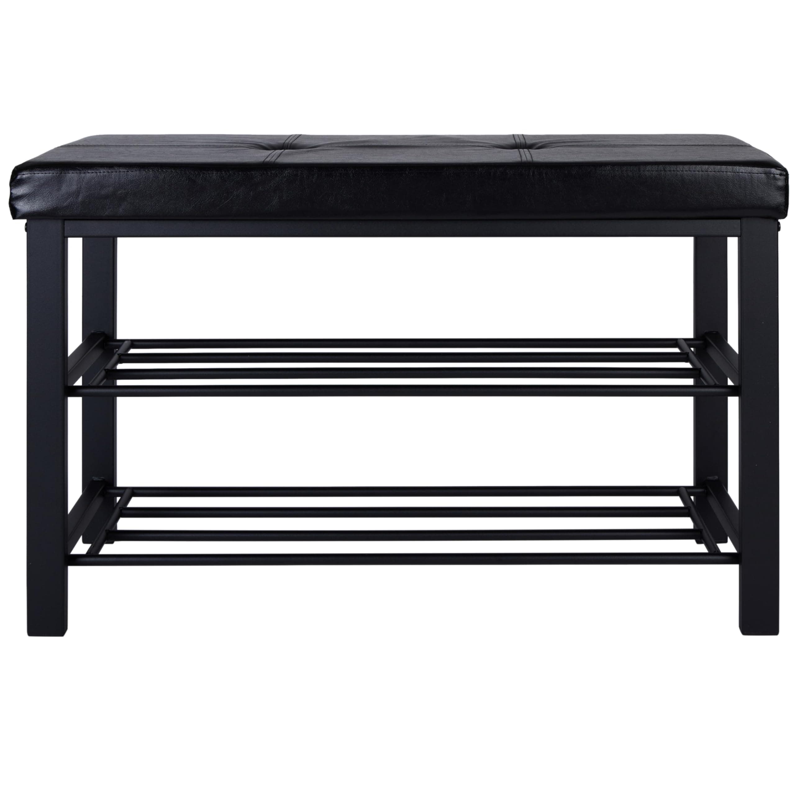Simplify Storage Bench, Shoe Rack, Ottoman, Tufted, Padded Seating for Entryway, Bedroom, Closet & Hallway, Black