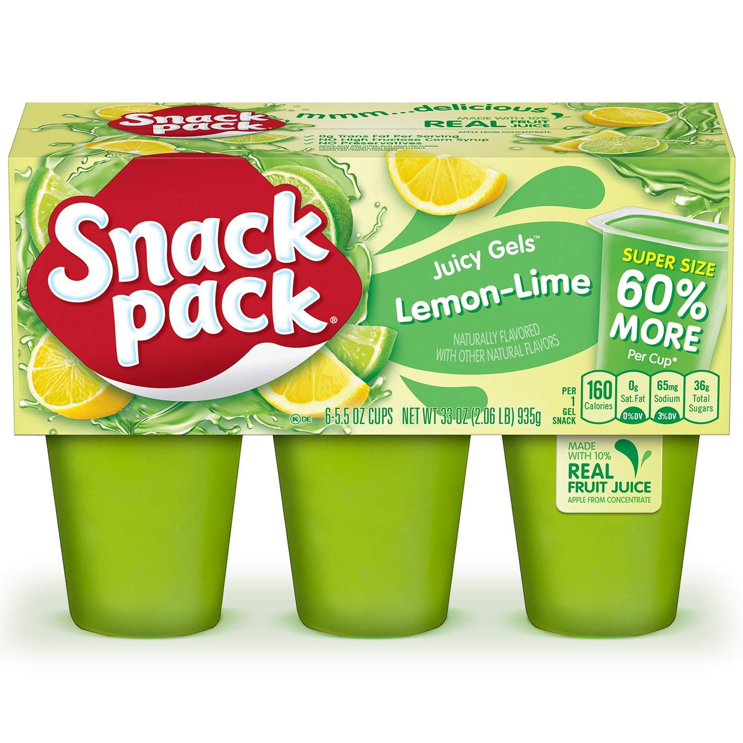 Snack Pack Lemon-Lime Juicy Gels, 6 Count, 8 Pack