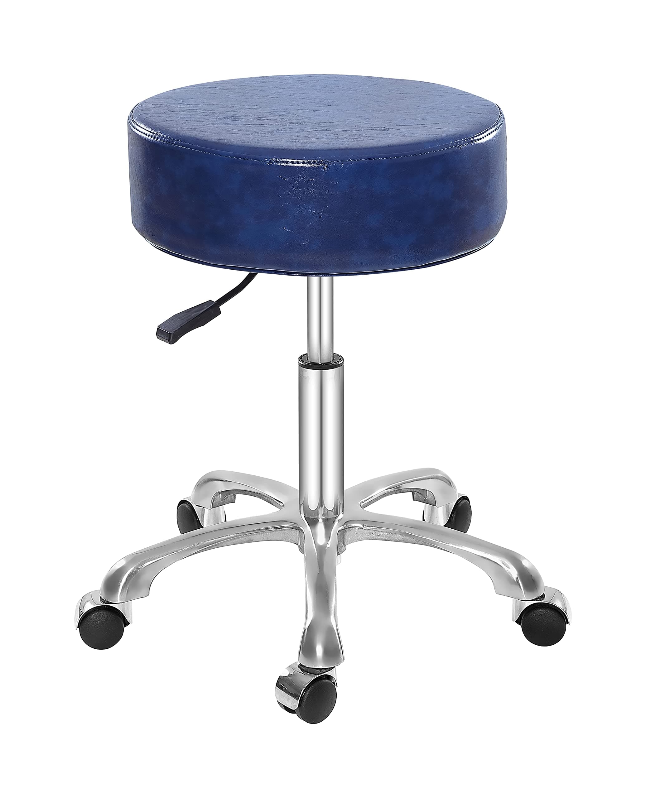 Leather Swivel Rolling Stool Chair ,Thick Padding,Adjustable Hydraulic Stool with Wheels for Medical Spa,Massage Salon,Home,Office ,Clinic,Studio (Blue)