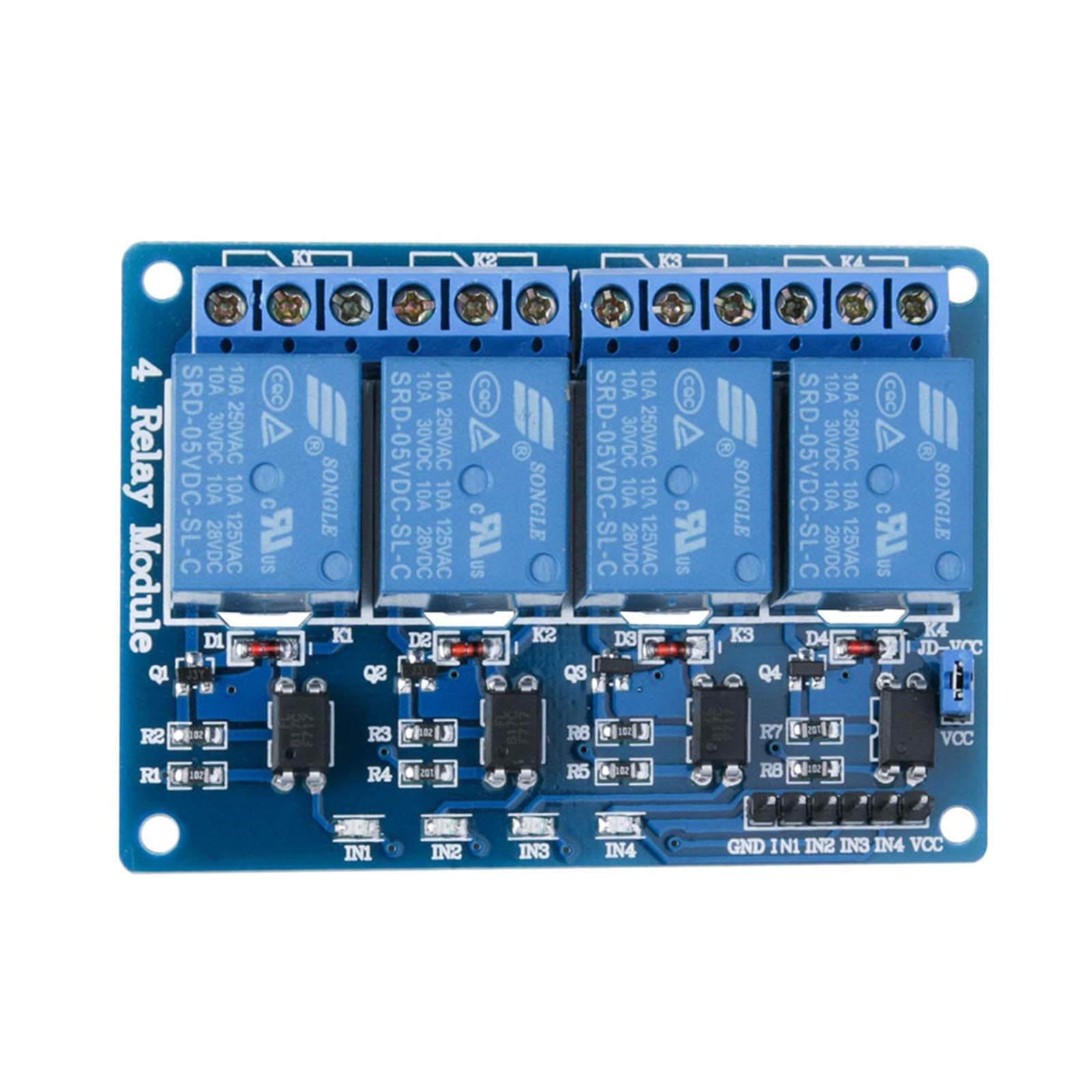 4 Channel DC 5V Relay Module with Optocoupler Compatible with Arduino UNO R3 MEGA 2560 DSP ARM PIC AVR STM32