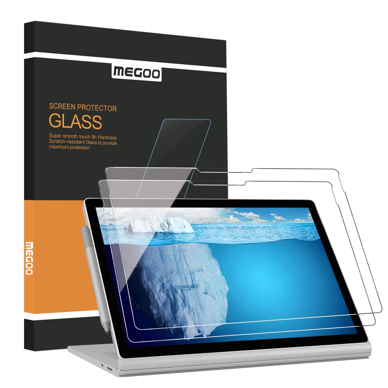 ï¼Ë†2 packï¼â€°MEGOO Surface Book 3 Screen Protector 15", Tempered Glass/HD Clear/ 9H Hardness, Also for Microsoft Surface Book 2 15"
