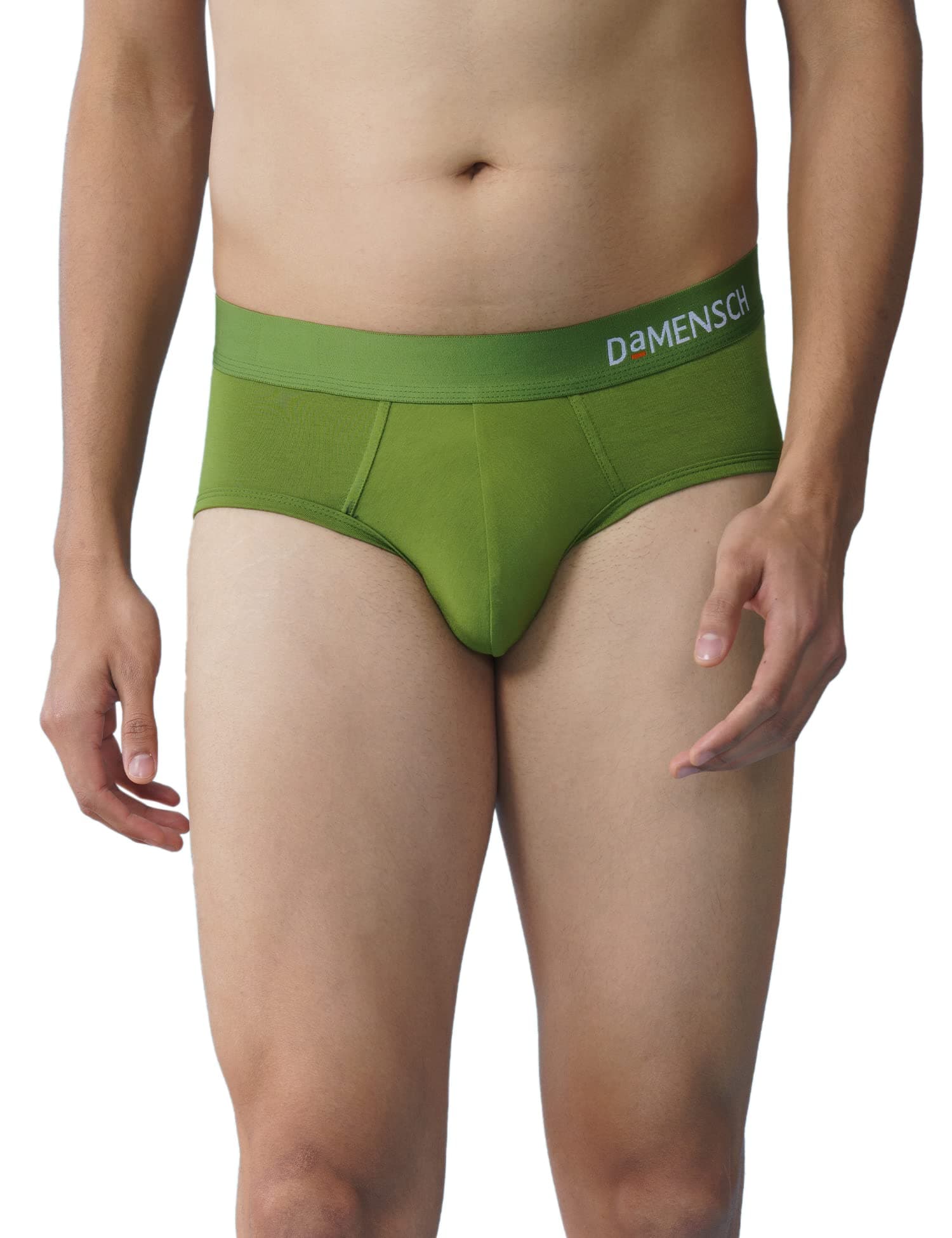 DAMENSCHMen's Regular Fit Supima Modal Solid Briefs Pack of 3 | Men's Underwear, Briefs for Men, Underwear for Men, V Shape Underwear for Men, Stretchy Fabric, Anti-bacterial and Microfibre Waistband