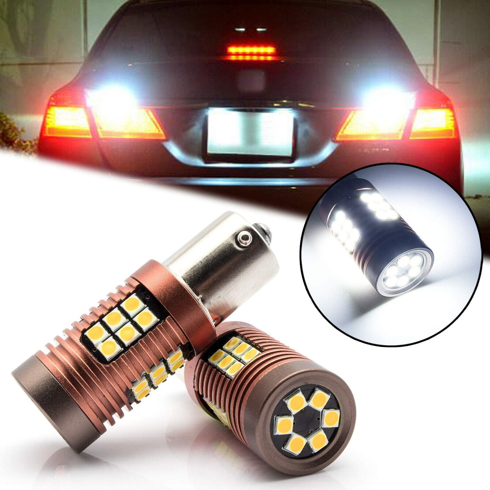 x xotic techXotic Tech Pair 30-SMD High Power 6000K White 1156 7506 CK SCK LED Backup Reverse Light Bulbs Compatible with BMW or Mercedes