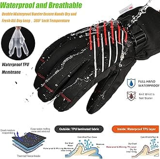 MOREOK -10°F Winter Warm Gloves-3M Thinsulate Waterproof Touch Screen Insulated Gloves Bike Gloves Cycling Gloves [Reflective Tape] [Waterproof TPU Membrance] RED-M