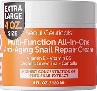Large 4oz 97.5% Snail Mucin Moisturizer Cream Korean Skin Care Day & Night Snail Repair for Face - K Beauty Anti Aging Facial Skincare