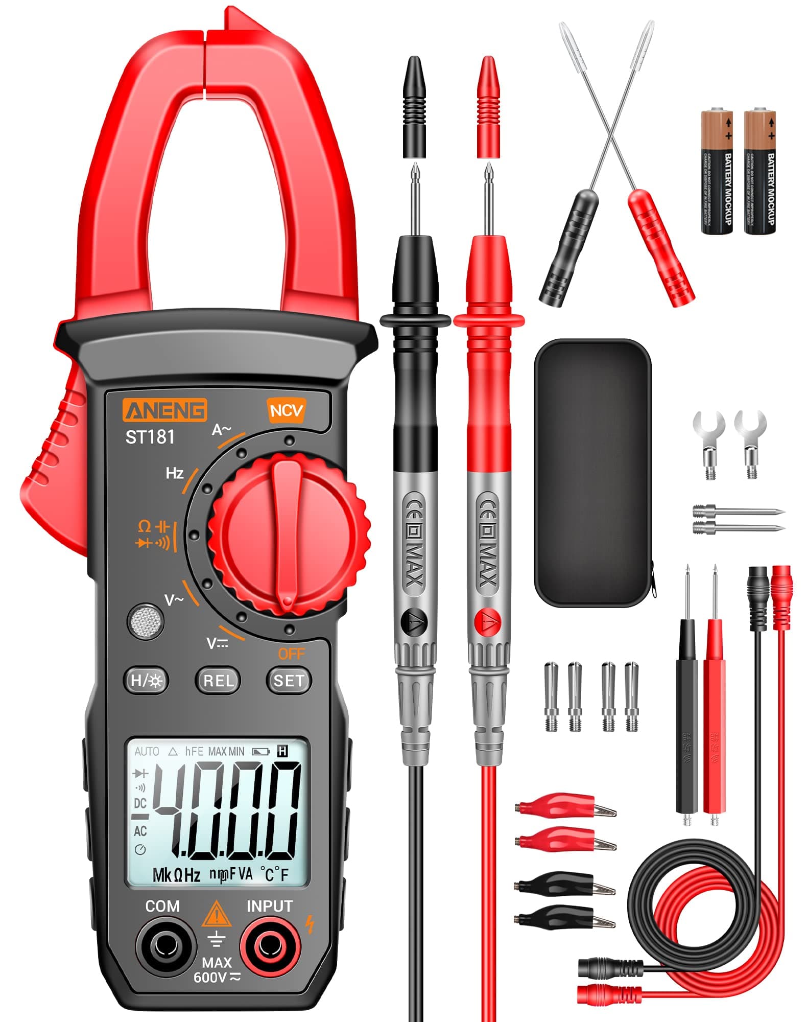 ANENG 4000 count digital pliers ammeter, with NCV, measures AC current, voltage (AC/DC), capacitance, resistance, diodes, frequency, continuity, with backlit electrician tools