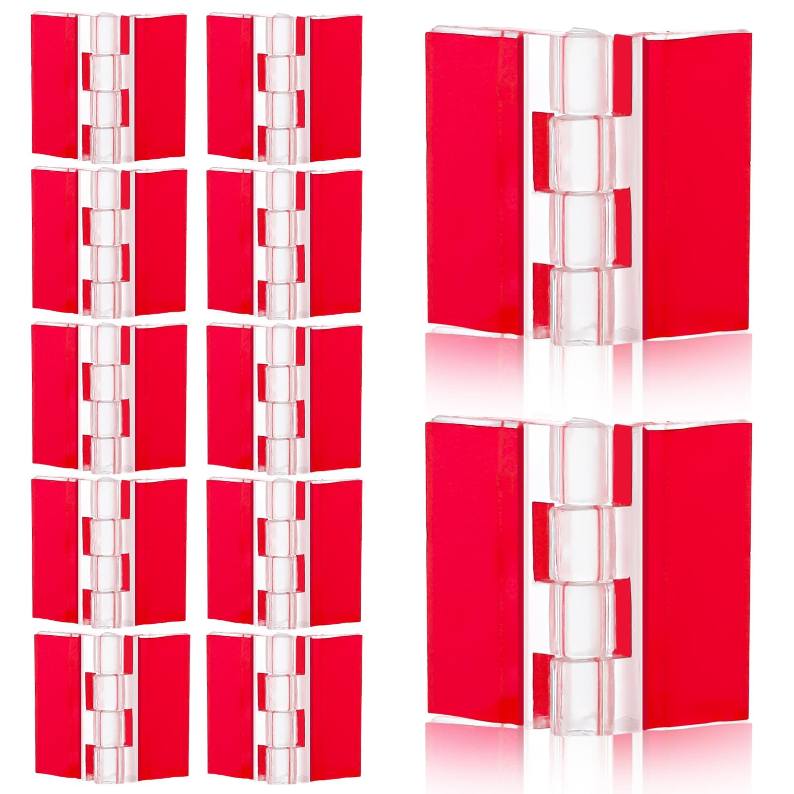 12 Pcs Plastic Acrylic Hinges - Self Adhesive Clear Small Hinges for Cabinet Aquarium Lid Furniture Display Stand, 35x30mm