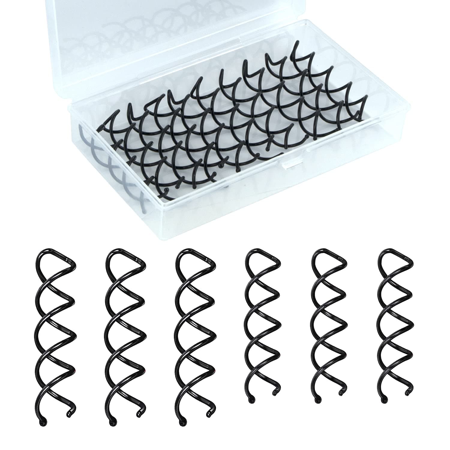 Spiral Bobby Pins Black with Storage Tin, 20 Pcs Spin Pins for Hair(2&2.4 Inch), Premium Spiral Hair Pins for Buns, Non Scratched Twist Screw Hair Pins for Women Girls and Kids