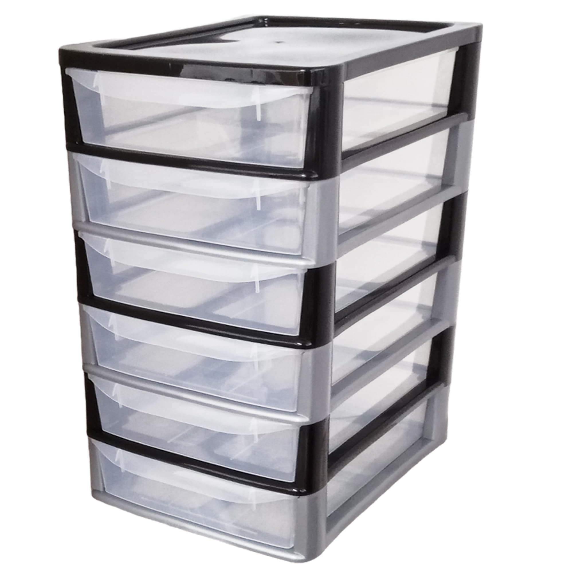 A4 Drawers Storage Unit, Plastic Storage Drawers, Desktop Table top Storage Tower Unit Home, School, Office, Bedroom & Living Room Cosmetic Stationery Organizer (A4 6 Drawers Black/Silver)