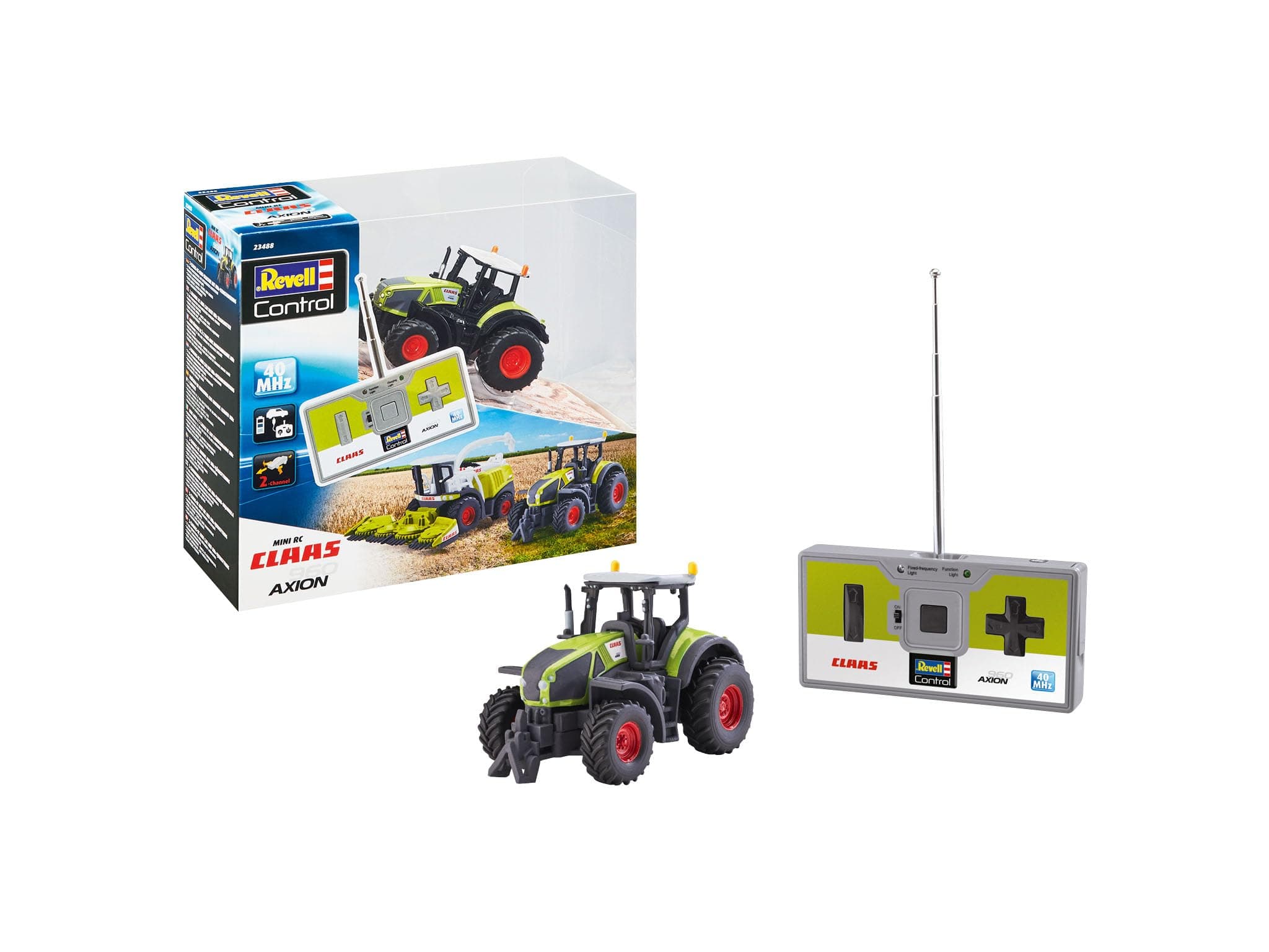 Control 23488 Mini Remote Control Claas 960 Axion Tractor With 40 MHz Control,1:18 Scale, 9.5cm in length