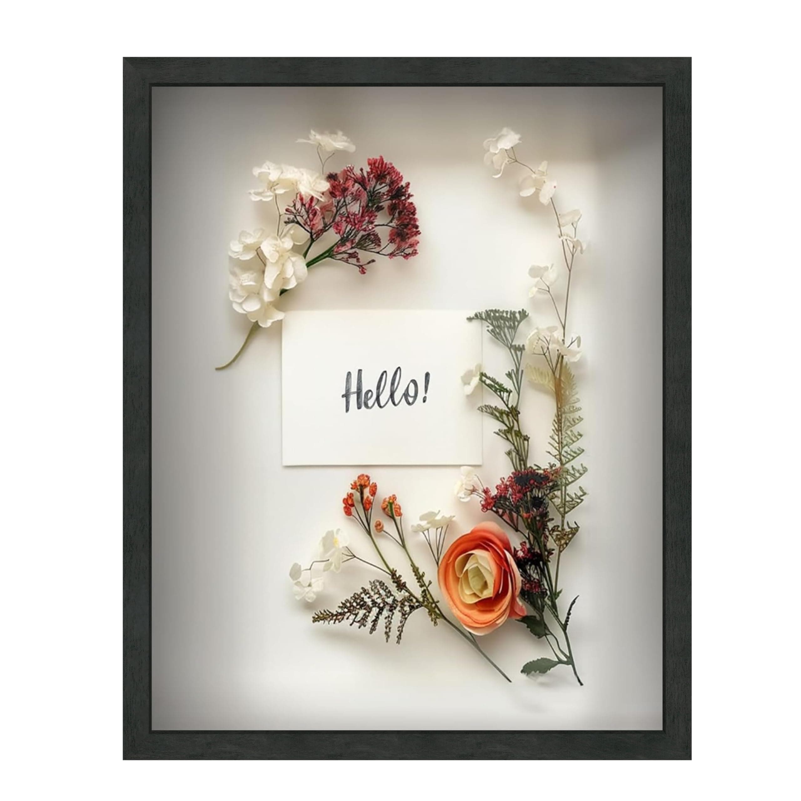 FrameWorks 16" x 20" Black Driftwood Frame - Soft Felt Back, Tempered Glass and Elegant White Ball Push Pins