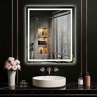 LOAAO 24"X28" LED Mirror for Bathroom, Lighted Bathroom Mirror with Lights, Anti-Fog, Dimmable, Memory Function, Clear Reflection